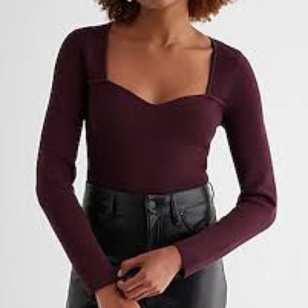 Express Burgundy V-Neck Sweater